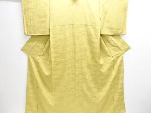 未使用品　仕立て上がり　樹木模様織り出し一つ紋色無地着物